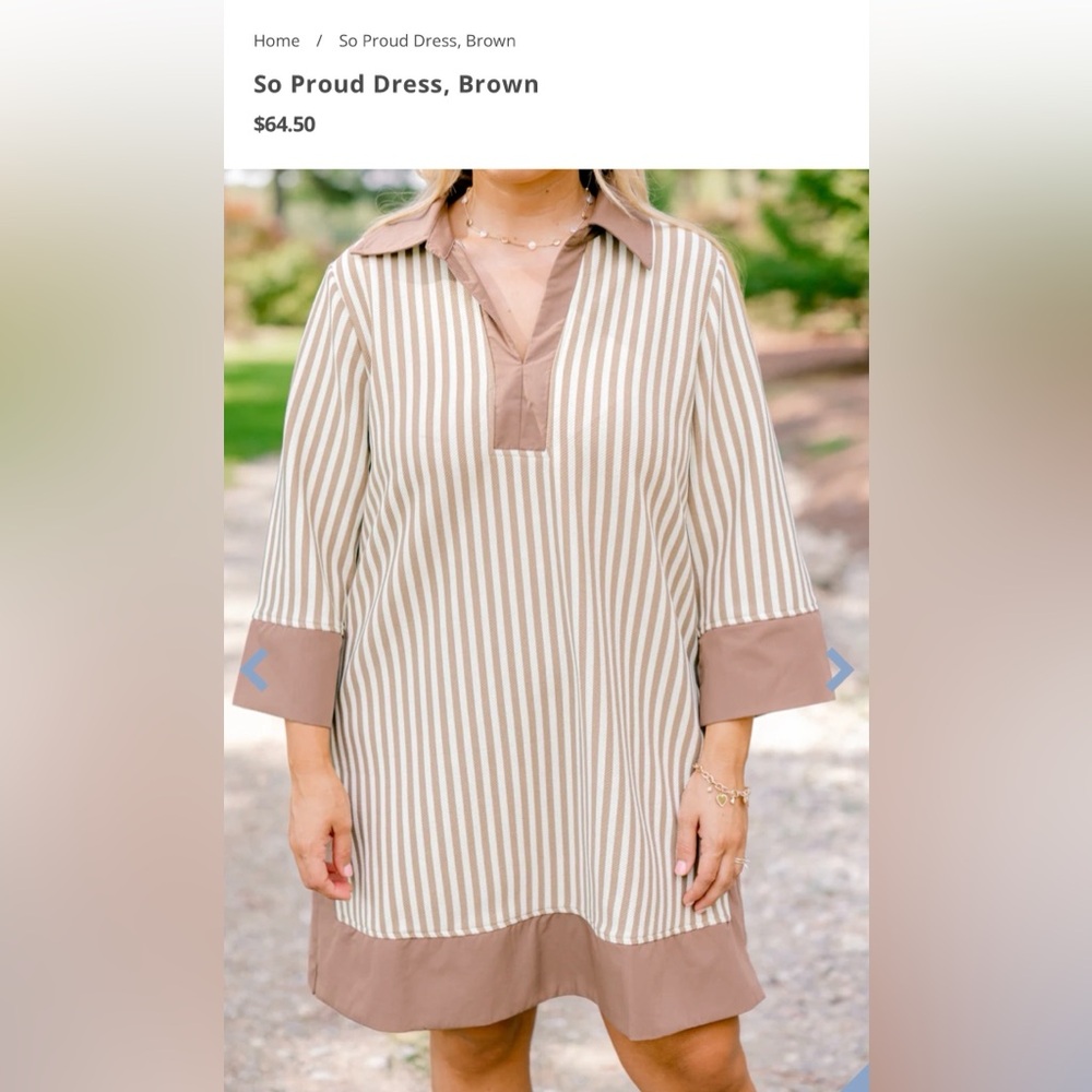 Chic Soul “So Proud” Brown Striped Dress - New With Tags - Picture 2 of 8